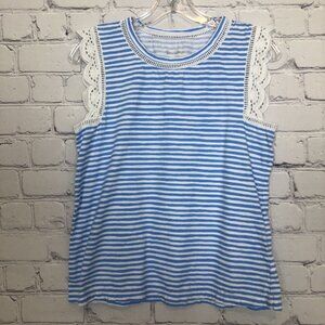 Lilly Pulitzer Agee Top Size S Beach Happy Stripe Zanzibar Blue White Stripe